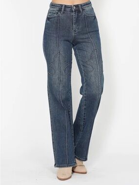 Judy Blue High Rise Dark Wash Western Seam Straight Leg Jeans NWT Size 9/29